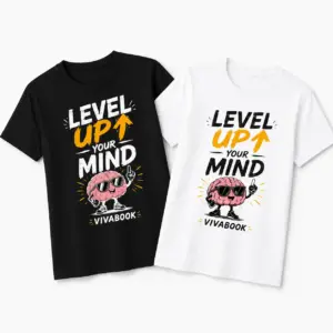 Тениска с надпис “Level Up Your Mind”, Детска, Памучна, с авторски дизайн от Вивабук