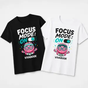Тениска с надпис “Focus Mode ON”, Детска, Памучна, с авторски дизайн от Вивабук