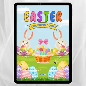 Easter Coloring Book – Великденски приключения: 30 дигитални работни листа А4 за оцветяване, изрязване и логика (PDF за принтиране вкъщи)