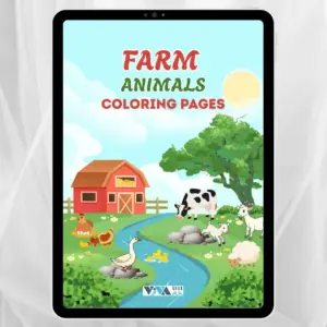 Farm Animals Coloring Book – Животните във фермата: Работни листове за оцветяване, Творчество и релакс, Деца 3+, Дигитален PDF формат за разпечатване А4