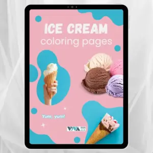 Ice Cream Coloring Book – Сладоледени изкушения: Работни листове за оцветяване, Творчество и релакс, Деца 3+, Дигитален PDF формат за разпечатване А4