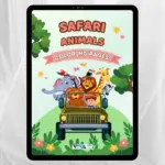 Safari Animals Coloring Book – Животните на сафари: Работни листове за оцветяване, Творчество и релакс, Деца 3+, Дигитален PDF формат за разпечатване А4